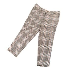 Anthropologie Plaid‎ Cropped Trousers 14 Preppy Quiet Luxury Workwear